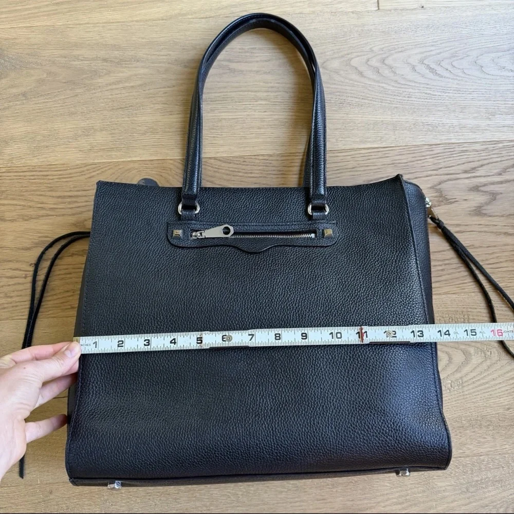 Rebecca Minkoff ‘Always On Side’ Black Leather Tote Bag Zip Shoulder Carryall
